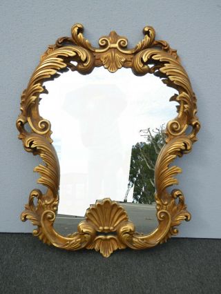 Vintage French Provincial Gold Ornate Rococo Wall Mantle Mirror Louis Xvi