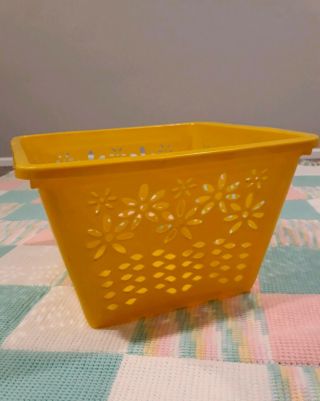 Vintage 1960s Fesco Daisy Laundry Basket Sunshine Yellow Mcm Clothes Hamper