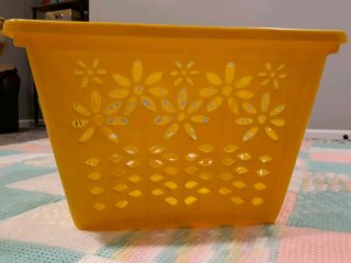 Vintage 1960s Fesco Daisy Laundry Basket Sunshine Yellow MCM Clothes Hamper 3