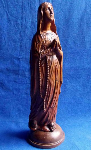 Late 18th Century French Folk Art Boxwood Sculpture: The Virgin Mary Circa 1800
