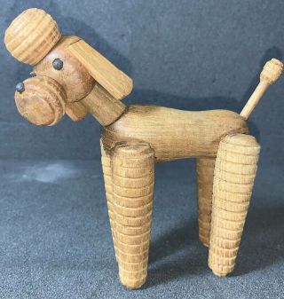 Vintage 1960’s Schooline Wood Poodle Dog Figurine Mcm Bojesen Era Zooline