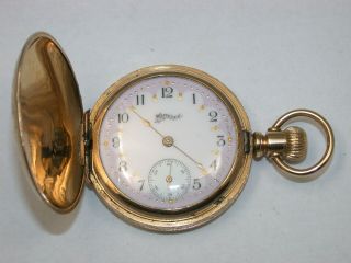 Hampden 6 Size Ygf Hunting Pocket Watch With Fancy Dial.  169r