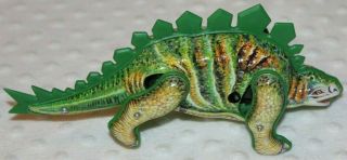 1970s Vintage Wind - Up Stegosaurus Dinosaur Tin Toy China No Key Leg Broken