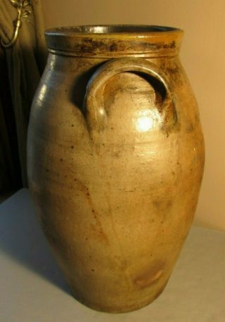 Large Antique 19th Century Stoneware Salt Glazed Crock Two Handled