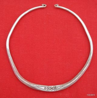 Vintage Antique Ethnic Tribal Old Silver Neck Ring Necklace Choker Jewelry