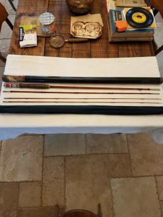 Vintage Montague Redwing Bamboo Fly Rod With Sock And Tube 9 