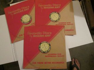 3 Blank 10 Inch Wilcox - Gay Recordio Discs Red Aluminum Base Records W Sleeves Nm