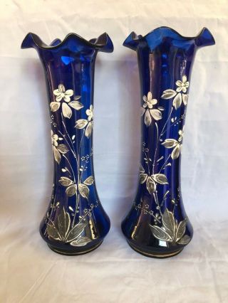 Legras Montjoye Vases With Emaille Relief Flowers