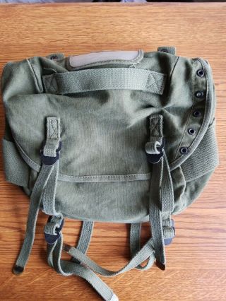 Vtg Us Army Military Field Bag Canvas Vietnam Era M - 1956 Olive Green Butt - Pack