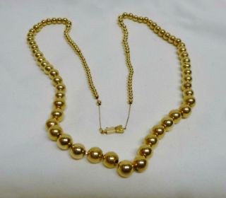 Lovely Vintage 14k Yellow Gold 24 " Long 2 - 7 Mm Sz Graduated Gold Beaded Necklace
