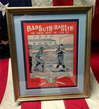 Vintage 1928 Babe Ruth Baseball Song Book Sheet Music Antique Ny Yankees Bambino