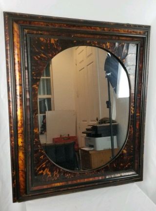 Antique English Regency 19th Century Faux Tortoise Shell Wood Mirror 34 " X29 "