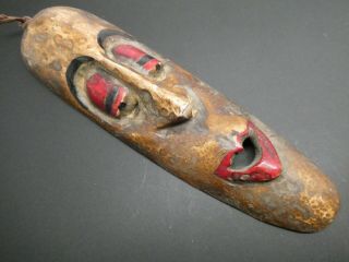 Vintage Woman Spirit Mask Lucky Hand Painted Tribal Folk Art Small Wood Mask