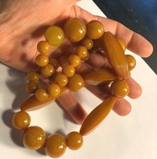 Luscious Butterscotch Amber Vintage Long Beaded Necklace 105.  9 Gms