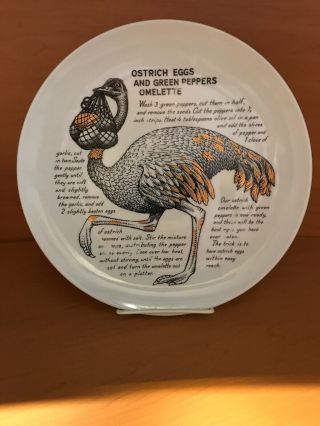 Fornasetti Fleming Joffe Ostrich Eggs Plate Porcelain Recipe Italy
