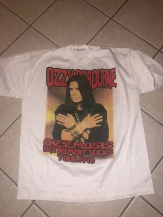 Vintage 1996 Retirement Sucks Tour Shirt Ozzy Osbourne Ozzmosis Unworn Xl White