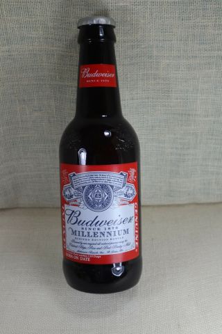 Budweiser Millennium Large Beer Bottle 14.  5” Tall X 4.  5 " Wide,  Heavy Glass