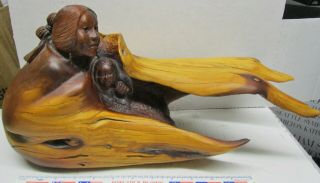 Vintage Bob Boomer Wood Carving Mother And Child - Exquisite Detail -