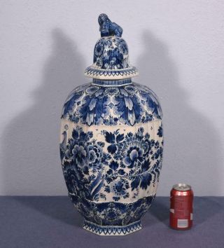24 " Xxl Vintage Delft Tin Glazed Faience Ginger Jar By De Delftse Pauw