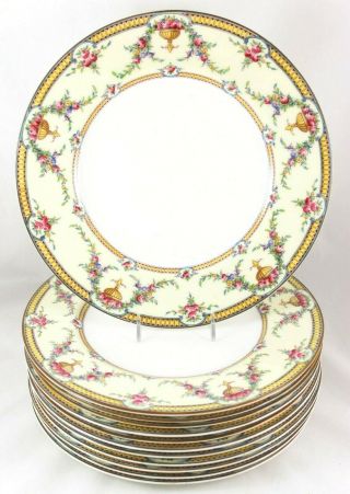 Set (s) 6 Dinner Plate Royal Worcester China Rosemary C2509 Yellow Blue Pink Rose