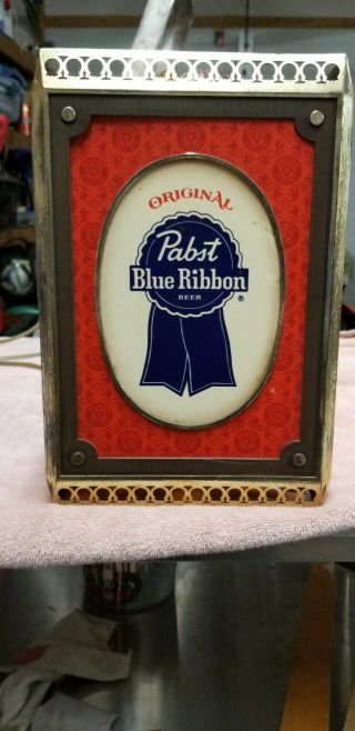 Vintage Pabst Blue Ribbon Bar Light / Hanging Rotating / Rare / Plastic