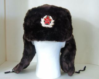 Authentic Dark Brown Russian Army Ushanka Winter Hat Soviet Army soldier 3
