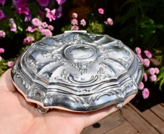 Rare Vintage Peruvian Sterling Silver Lidded Trinket Box / Jewellery / Repousse