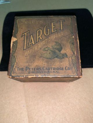 Rare Antique Peters Target Paper Shot Shells.  Two Piece Box.  Empty
