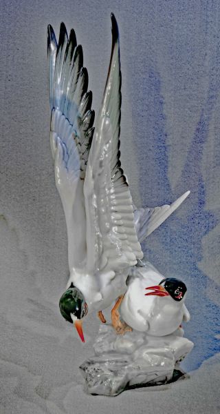 Hutschenreuther 2 Gulls 14 " Porcelain Figurine Signed Numbered