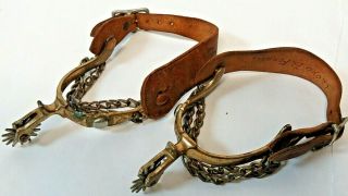 Vintage Antique Brass Western Spurs from Ranch Located in Kansas Founded in 1888 2