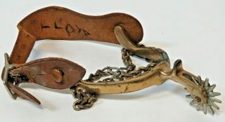 Vintage Antique Brass Western Spurs from Ranch Located in Kansas Founded in 1888 3