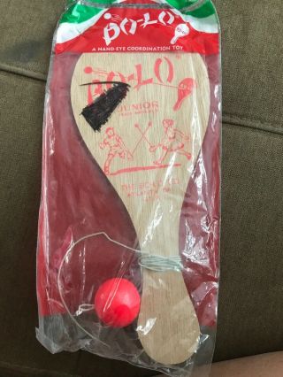 Vintage Bo - Lo Paddle Ball Bouncer Junior Atlanta Paddle Red Print