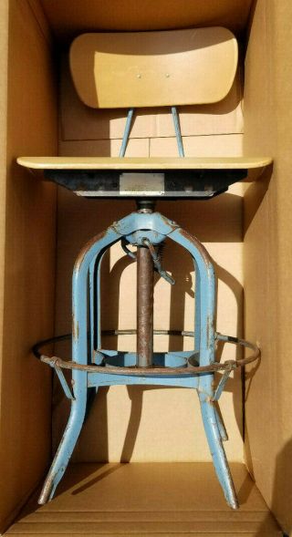 Vintage Uhl Toledo Metal Furniture Co.  Industrial Adjustable Drafting Chair Art