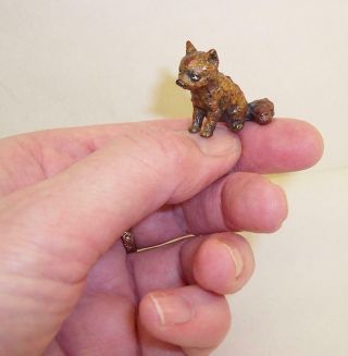 Tiny Vintage/antique Cold Painted Bronze Miniature Fox Cub Foxy Austrian
