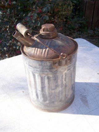 Antique Vintage Nesco Galvanized Metal Fuel/ Gas / Oil Can Canister,  Circa 1945