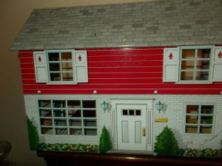 Vintage MARX Colonial Style Two Story 5 Room Metal Doll House - House 2