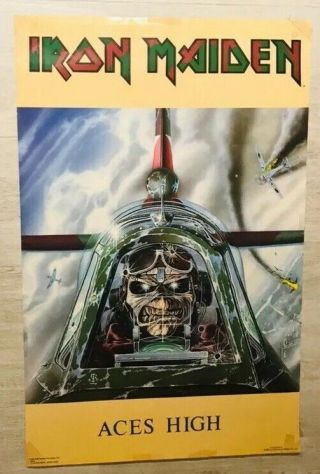 Iron Maiden Aces High 1985 Poster Vintage Rare Funky Enterprises 22x35