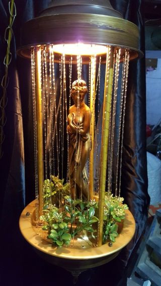 Vintage 36 " Hanging Mineral Oil Rain Lamp Nude Greek Goddess