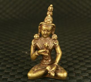Vintage Brass Hand Cast Blessing Amulet Buddha Statue Table Decoration