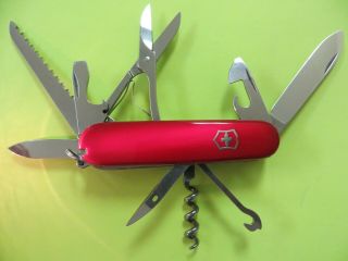 Victorinox Swiss Army Knife With Leather Pouch,  Red Huntsman