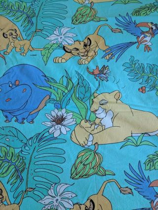 Vtg 90s Disney Lion King Simba Duvet Cover Fabric Colorful Tropical Cotton