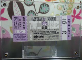 Vintage 1948 Cleveland Indians World Series Ticket Stub Game 3 In Display