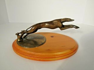 Vintage 1930 ' s Lincoln Greyhound Hood Ornament Radiator Cap with Base 2