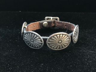 Vintage Native American Sterling Silver Leather Belt Buckle Bracelet Signed Rrm?
