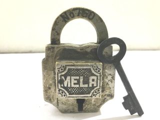 An Old Brass Antique Solid Decorative Trick Puzzle Padlock With Key Mela