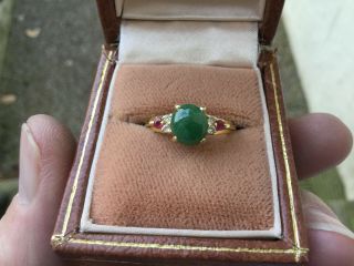 Vintage 14k Gold Diamond & Ruby Gem Set Ring