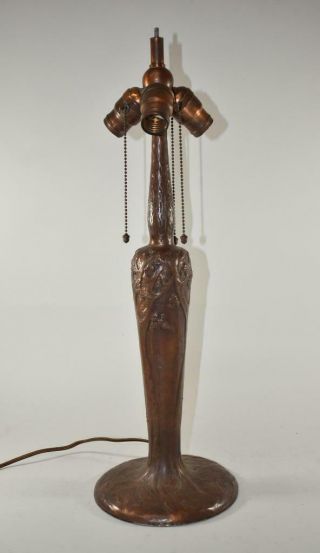 Antique Handel Slag Glass Table Lamp Base Hubbell Sockets
