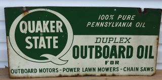 Vintage Double Sided Quaker State Oil Sign Metal
