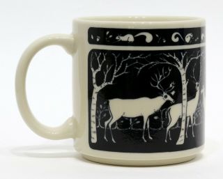 Taylor & Ng Deer And Squirrels 1978 Black Primitives Stackable Coffee Mug