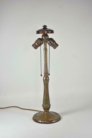 Antique Handel Two Socket Two Socket Table Lamp Base Bronzed Metal Acorn Pulls